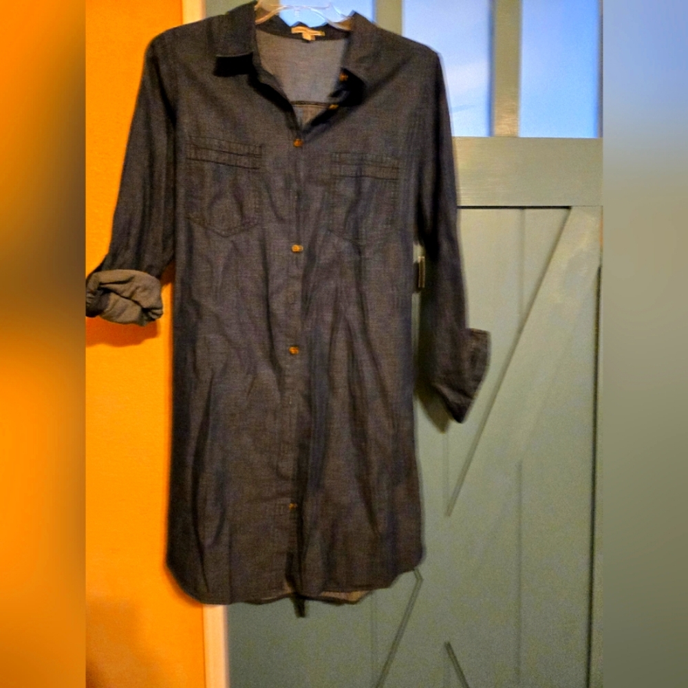 Long sleeve blue jean dress